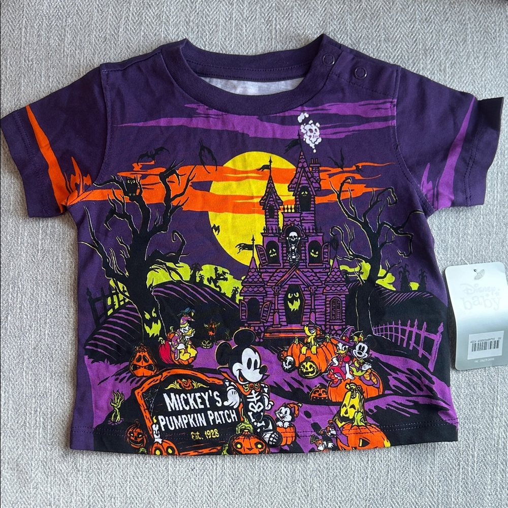 Disney Parks Baby Mickey's Pumpkin Patch Halloween Tee - Purple